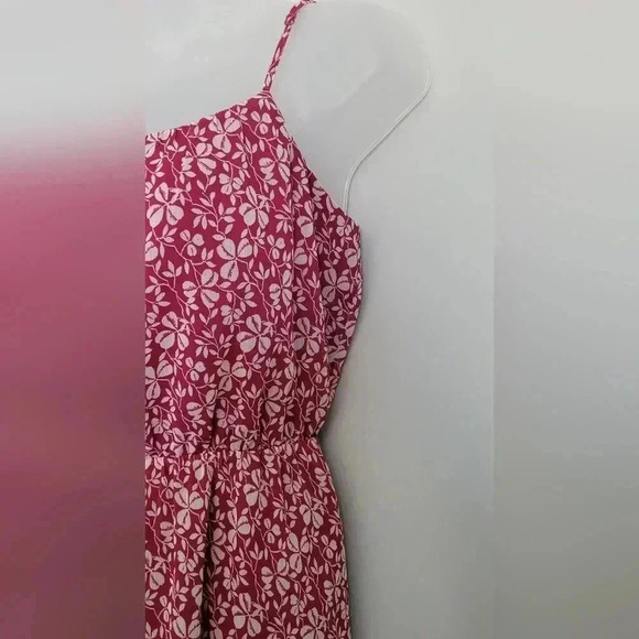 Ann Taylor Loft Floral Dress Dark Pink/White Cinched Waist Lined Women's Size Sm - Picture 2 of 8